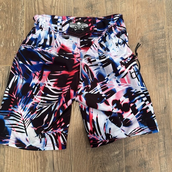 Just Bones Boardwear Boys Printed Swim Trunks Size 8 - Picture 3 of 9